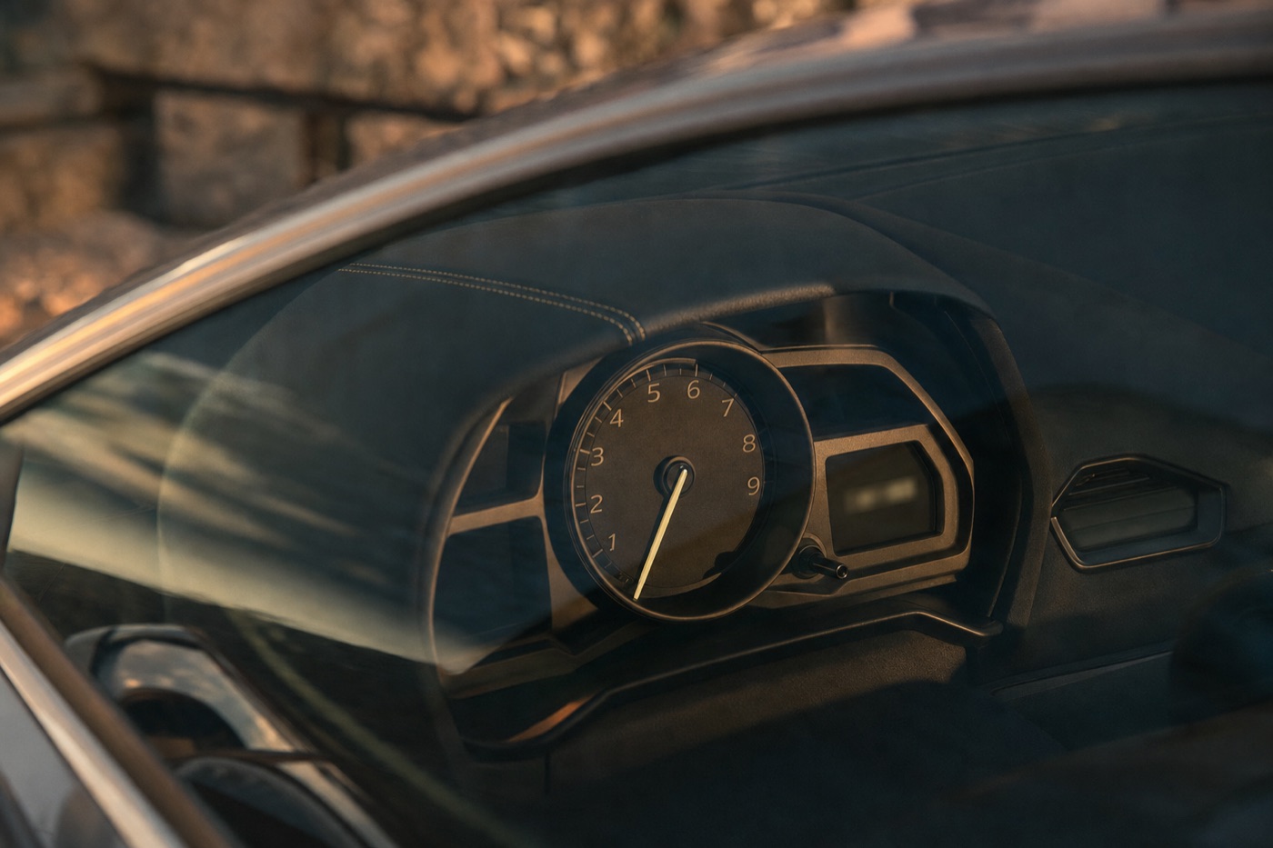 Exotic car mileage overage fees: the odometer and instrument cluster of a supercar in soft focus